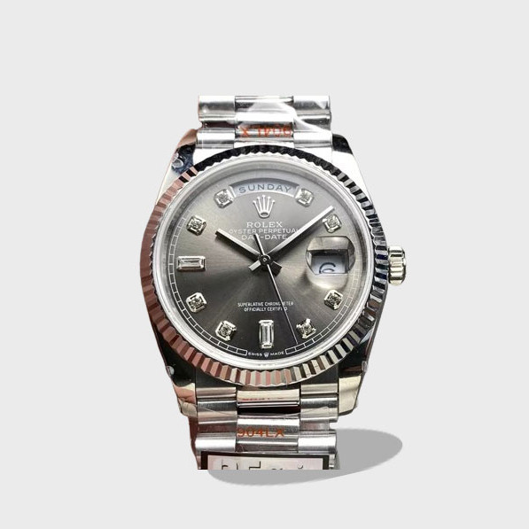 데이데이트 그레이 옴브레 다이얼 화이트 골드 금통 /QF v5 /36mm /2836무브먼트 /140g 텅스텐