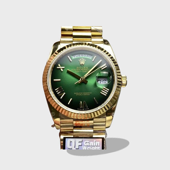 데이데이트 그린 다이얼 옐로우 골드 금통 /QF v5 /36mm /2836무브먼트 /140g 텅스텐