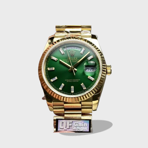 데이데이트 그린 다이아 다이얼 옐로우 골드 금통 /QF v5 /36mm /2836무브먼트 /140g 텅스텐