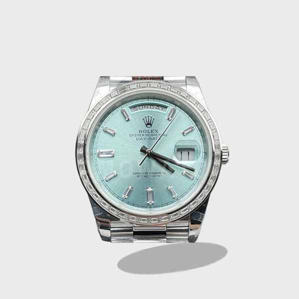 데이데이트 플래티넘 다이아 다이얼 바게티 다이아 베젤 화골 /QF v5 /40mm /2836무브먼트 /182.5g 텅스텐