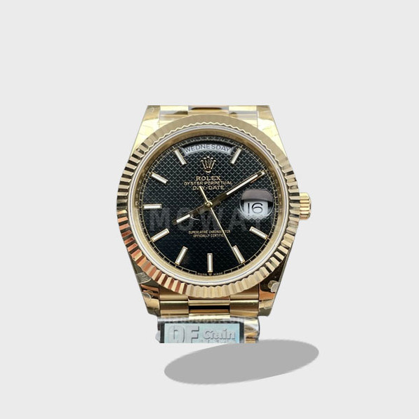 데이데이트 블랙 와플 다이얼 옐로우 골드 금통 /QF v5 /40mm /2836무브먼트 /182.5g 텅스텐