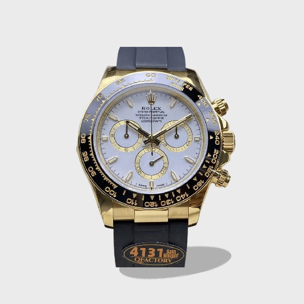 데이토나 코스모그래프 데이토나 화이트 다이얼 옐로우 골드 러버밴드 /QF V6 /40mm m126515 /4131무브(크로노 기능 구현) /무게 동일 /텅스텐