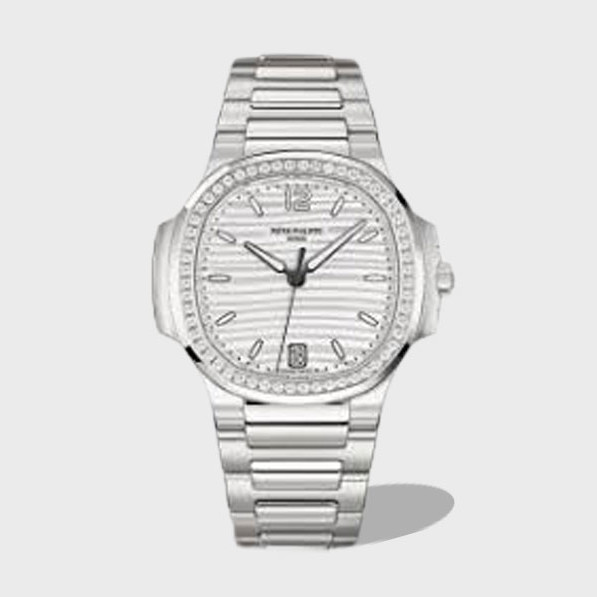노틸러스 화이트 다이얼 다이아 베젤 여성용 / 3K 7118 / 34mm / Cal.324SC 무브먼트, 두께 8.3mm