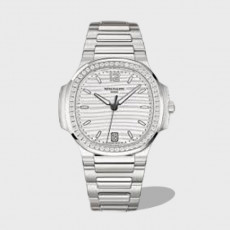 노틸러스 화이트 다이얼 다이아 베젤 여성용 / 3K 7118 / 34mm / Cal.324SC 무브먼트, 두께 8.3mm