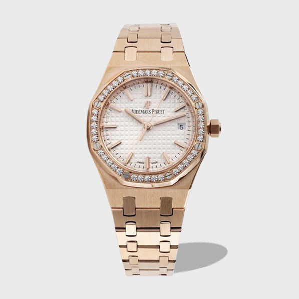 로얄오크 레이디 로즈골드 화이트다이얼 / BF 77351OR / 34mm / cal.5800 무브먼트로 업그레이드!