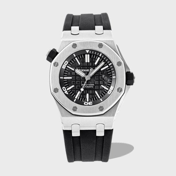 로얄오크 오프쇼어 블랙다이얼 다이버 러버밴드 / JF 15703ST / 42mm / cal.2824 무브먼트로 업그레이드!