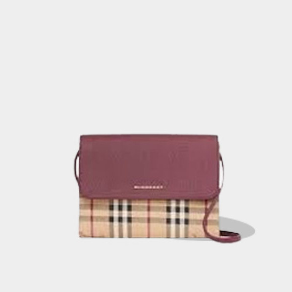 버버리 체크 크로스백 레드