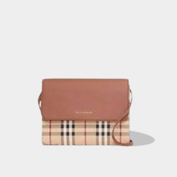 버버리 체크 크로스백 브라운