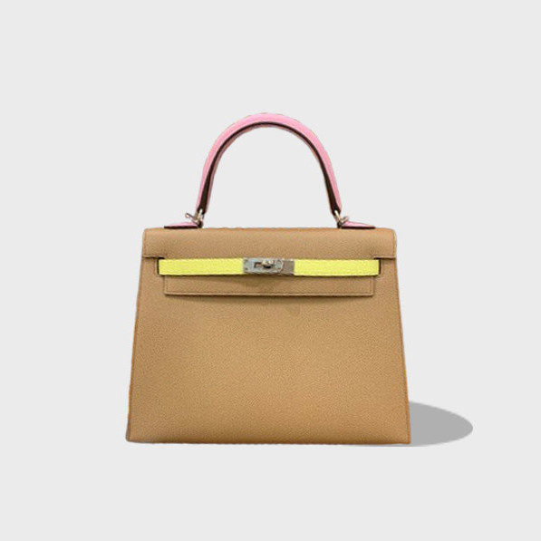 켈리 25 엡송 밀크티 핑크 3색 조합 실버 버클 / 올수공 / 엡송가죽